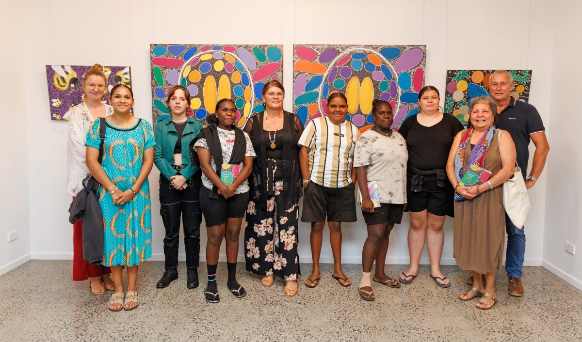 Students at the Culture Through Our Eyes exhibition opening in Cairns.