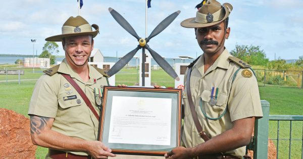 Local soldiers beam with pride at Anzac Day service