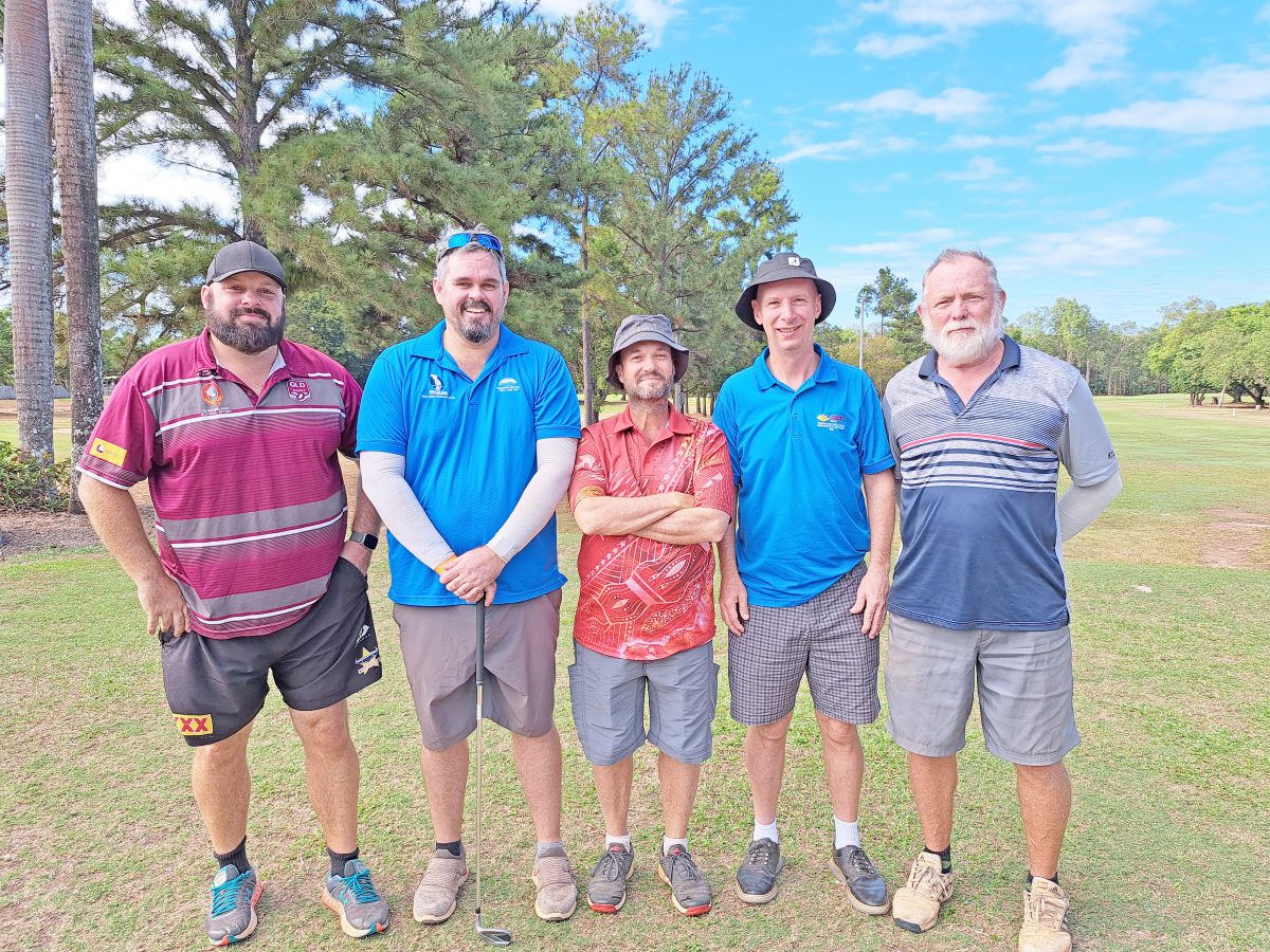 Leigh Allender, Jamie Hutton, Michael Newman, Alan Wyness and Jim Hunter at the Carpentaria Golf Club.