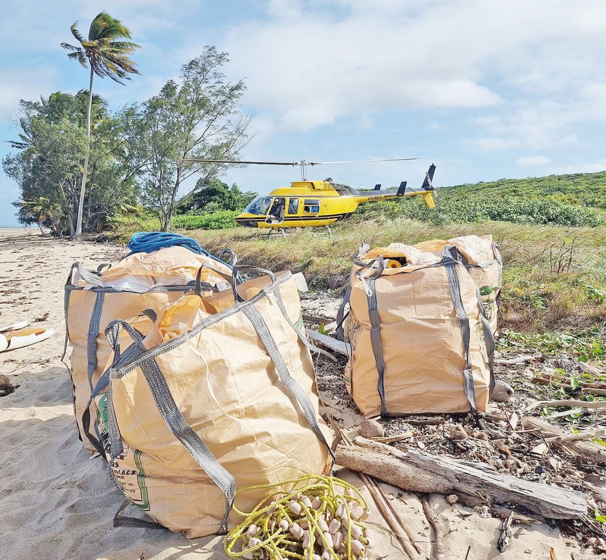 Ten tonnes of marine debris was removed by helicopter.