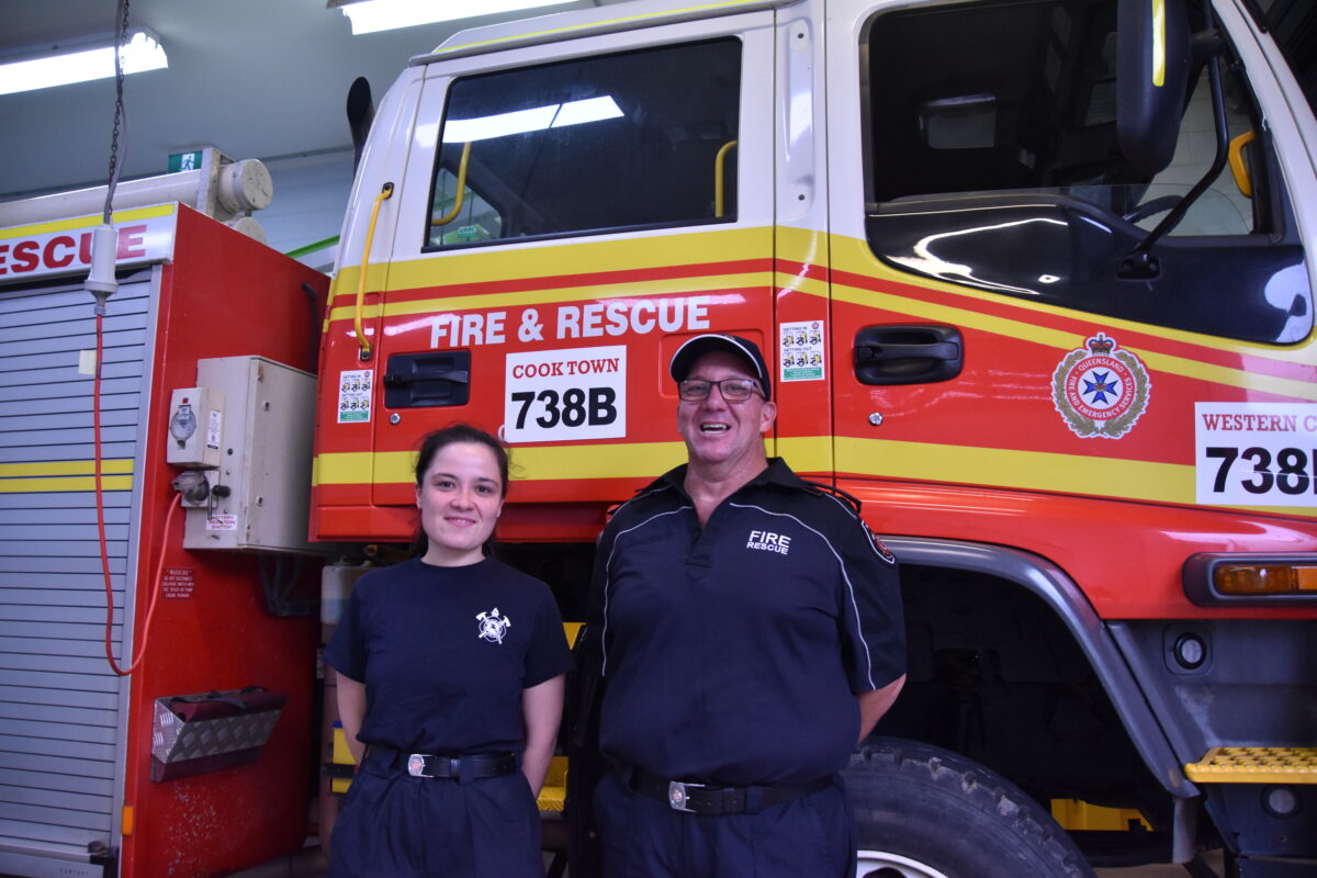 Newly minted Cooktown firefighters Brianna Vela and Campbell Venables.
