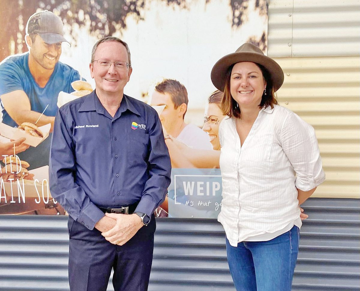 Weipa Town Authority chairman Michael Rowland with Minister Kristy McBain.