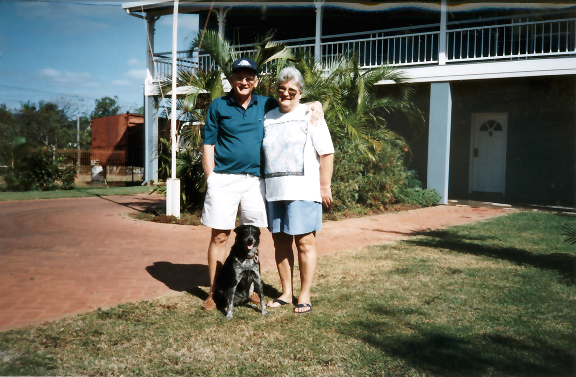 Don and Carol with their beloved dog Tippy in front of their Hope Street home in the late 90s.