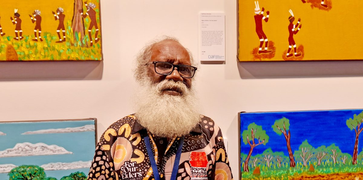Pormpuraaw's Syd Bruce Shortjoe has exhibited at CIAF every year. Photo: Waratah Nicholls