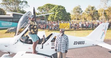 Whole hometown turns out to welcome 19-year-old's first flight from Canberra to Cape York