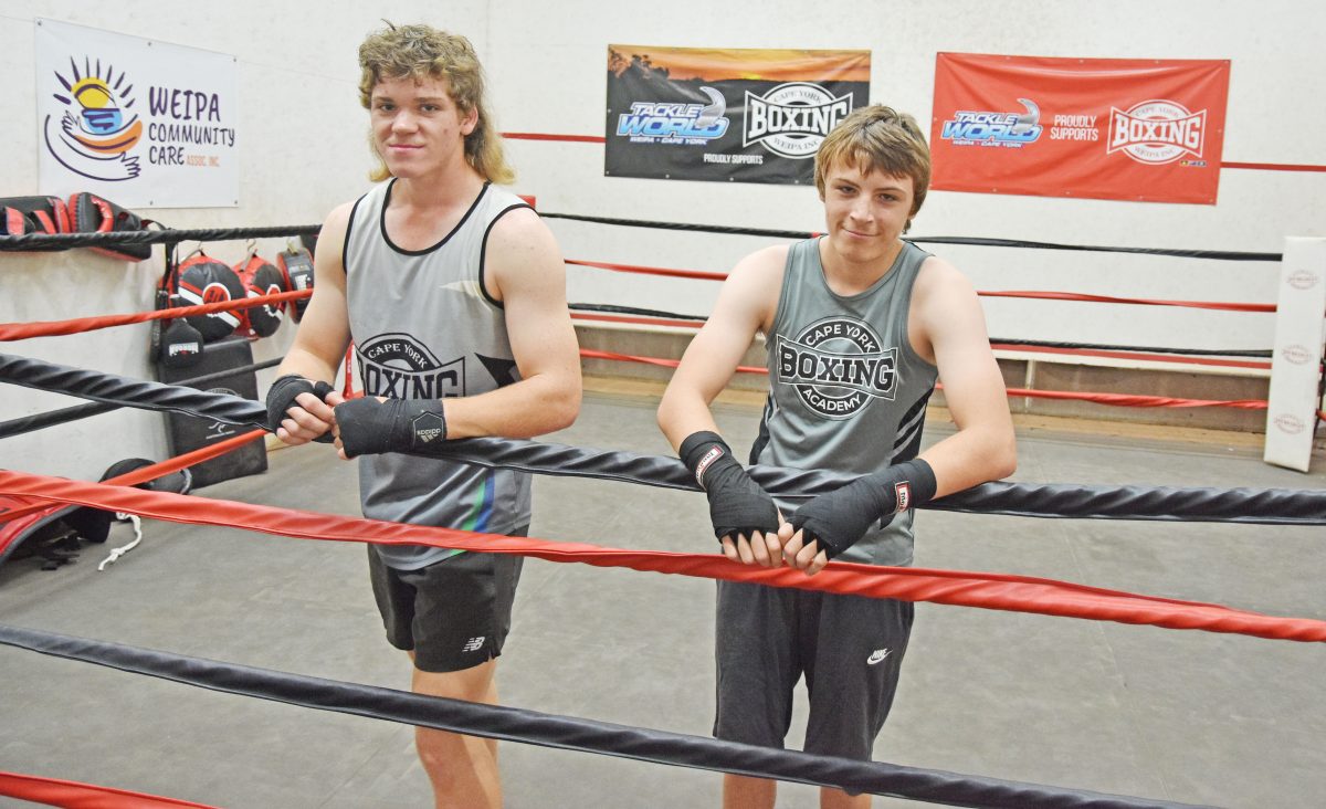 Weipa teenagers Jack Barton and Rubyn Olsen, both aged 15, are preparing to add to their fight tally on Saturday night when they step into the ring against visiting boxers.