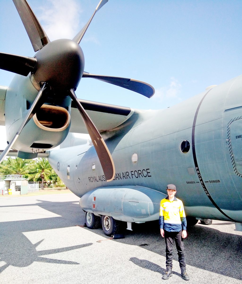 Maeve McCollum got to tour a RAAF Spartan during her work experience with Cook Shire Council.