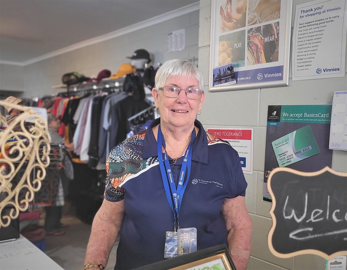 Cooktown op shop manager Bev Stone is thrilled with funding for a new computer.