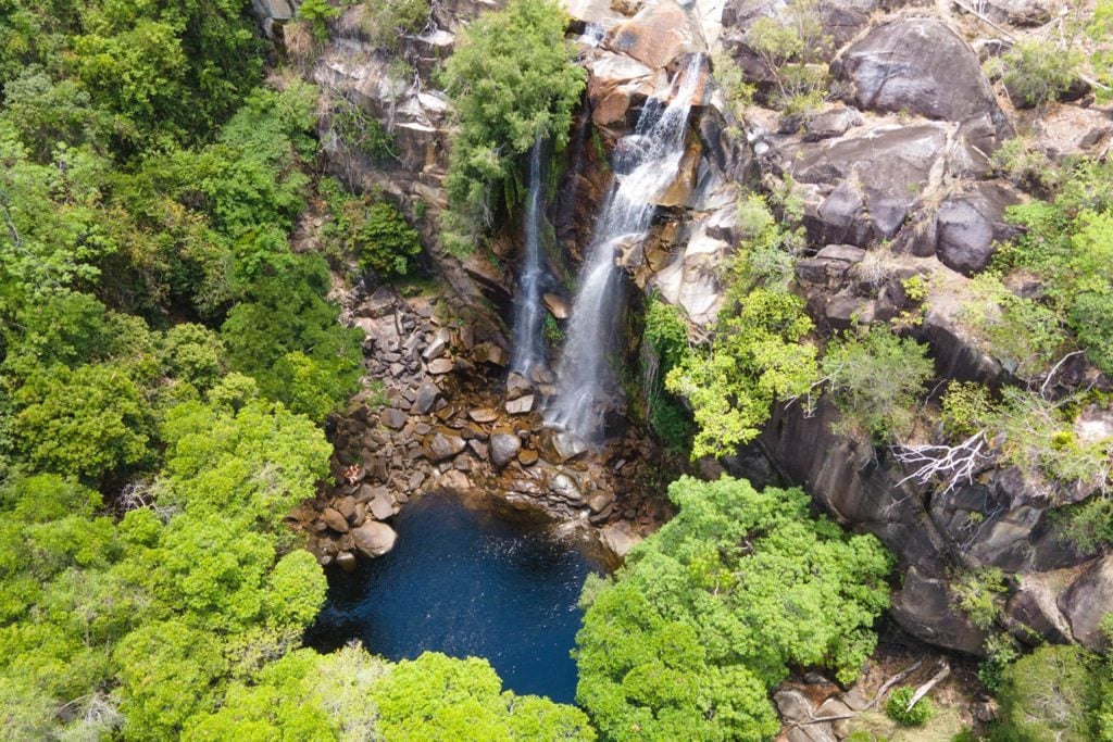 Trevathan Falls is located on the outskirts of Cooktown at Rossville.