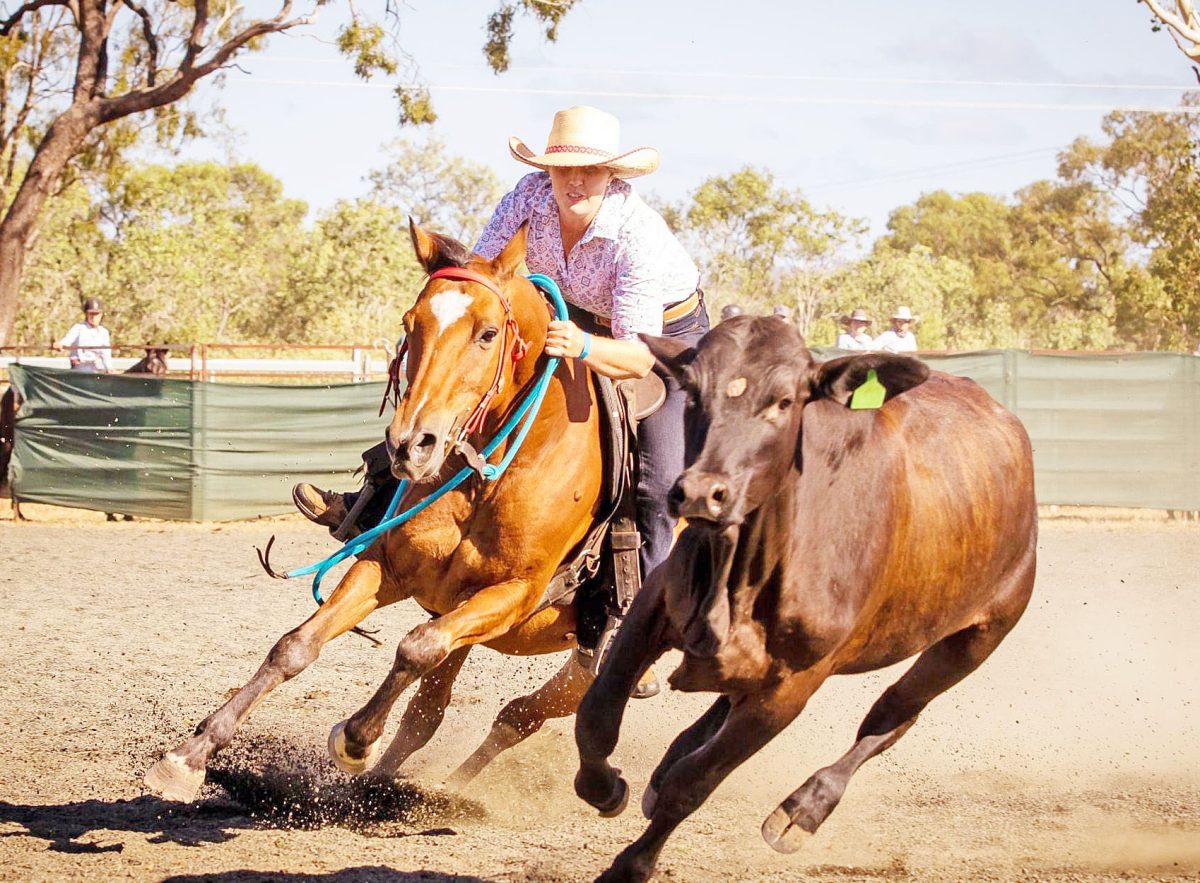 While Brooke Quartermaine would rather be chasing cattle than skirting around barrels, she’s keen to take part in the newest event at the Weipa Rodeo this weekend. Picture: Karlene Shephard