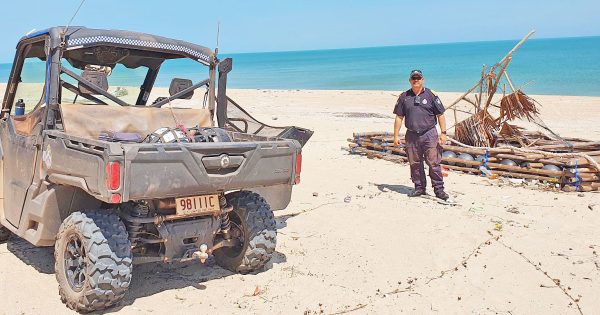 Fritzy kicking goals as Weipa-based Police Liaison Officer