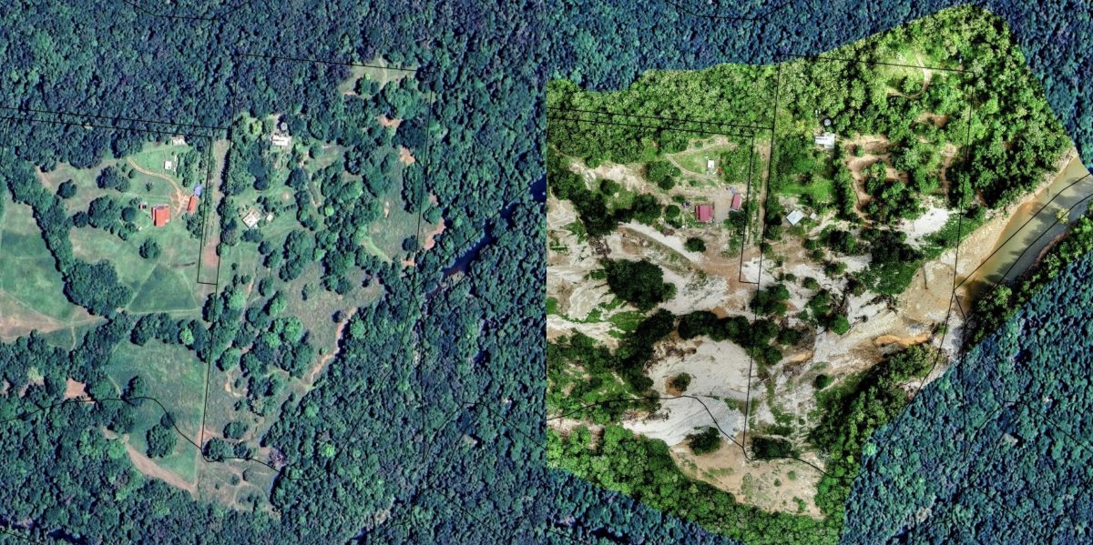 Before and after satellite imagery
