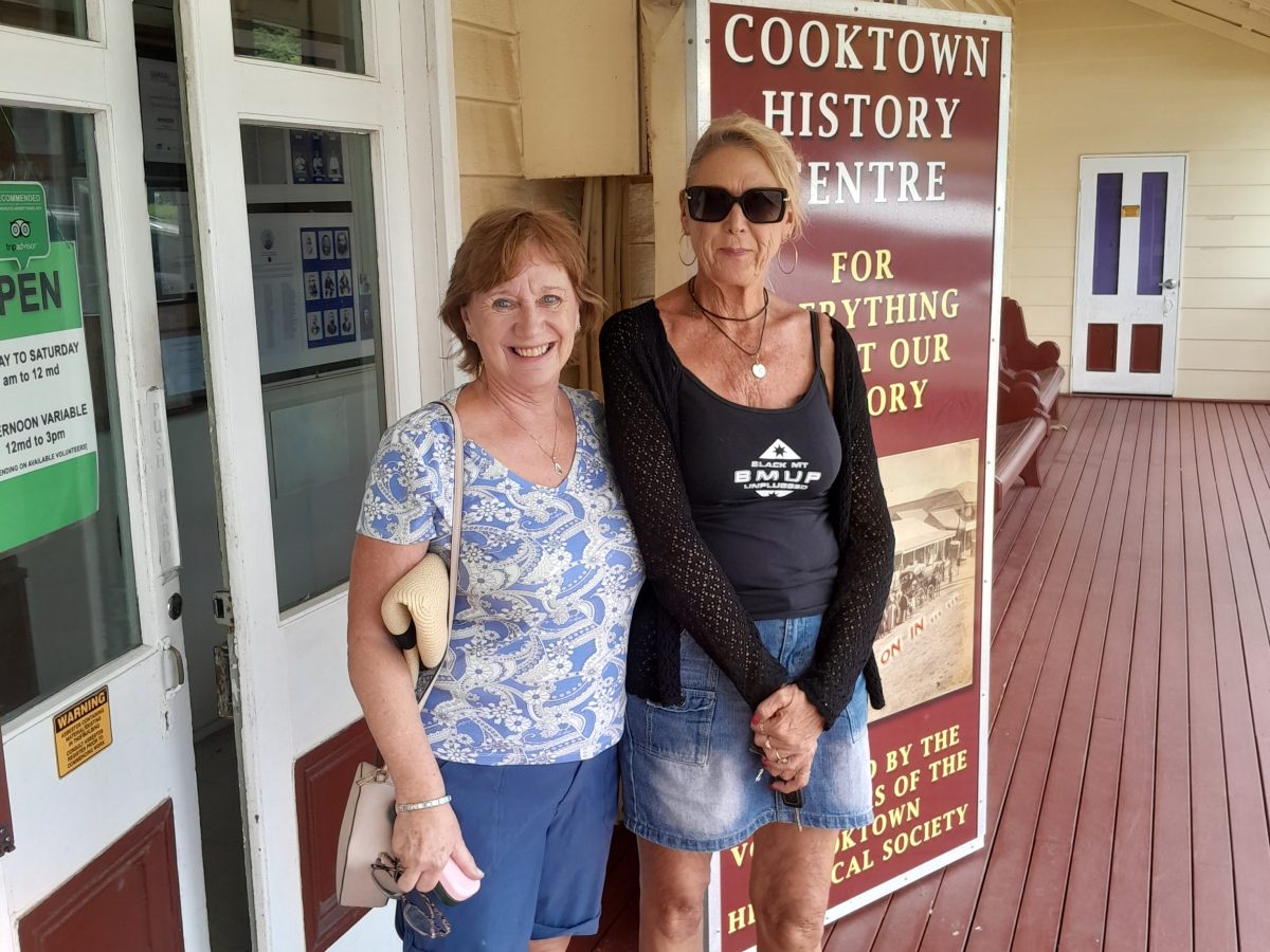 Angela Morrell and her second cousin at the Cooktown History Centre