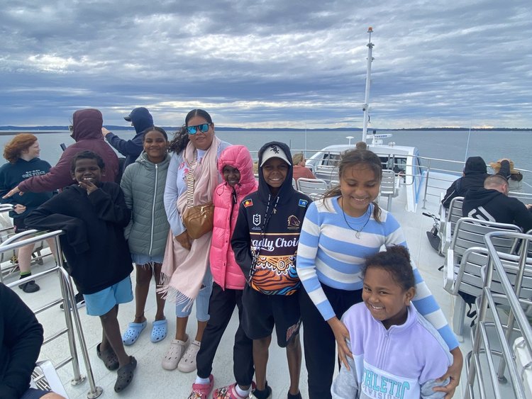 Kowanyama State School students a ferry