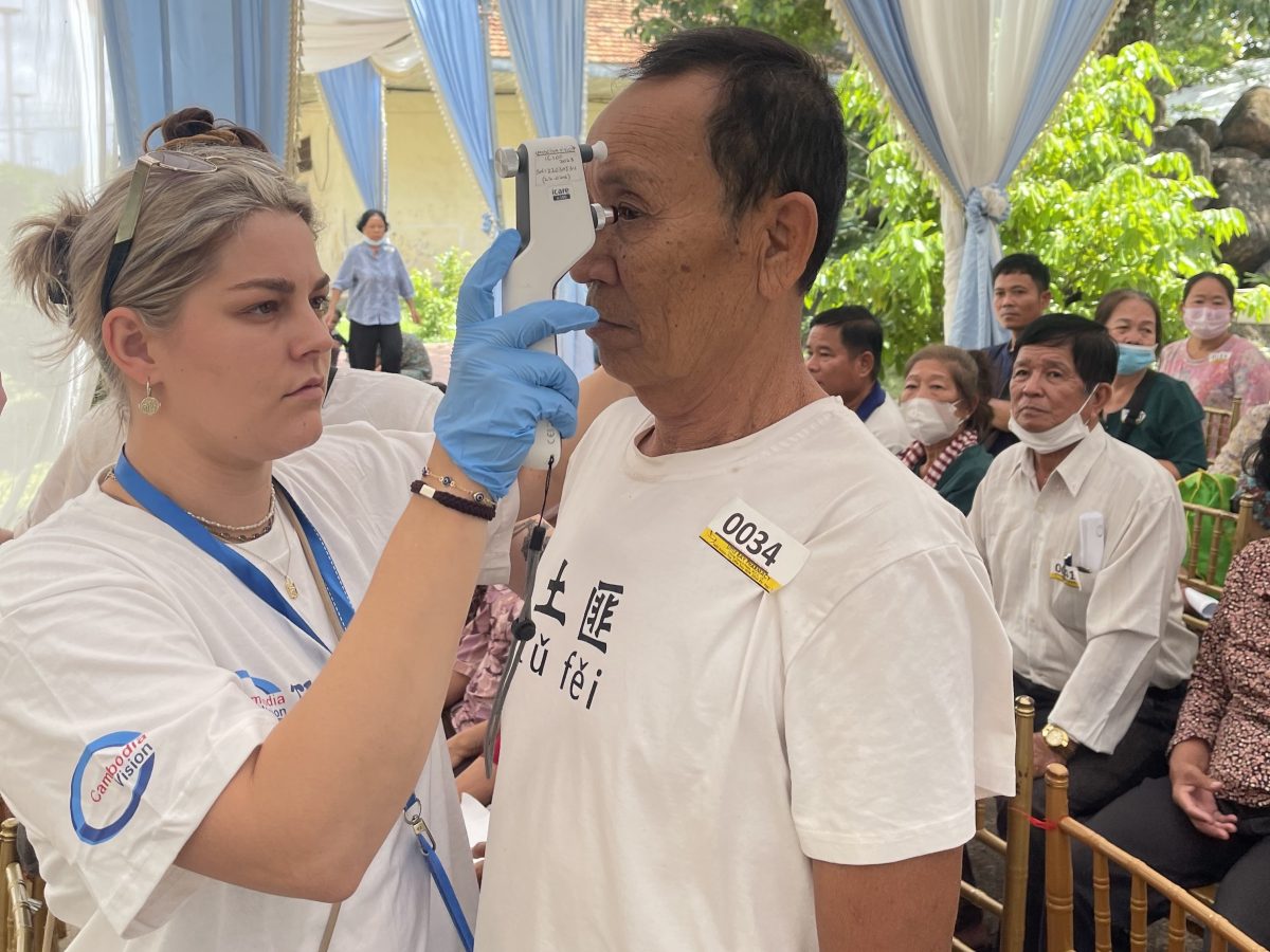 Grace-Ann Prentice conducting an eye test