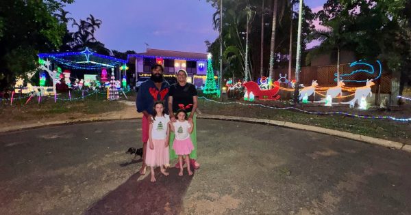 Family celebrates third light display win as they add to Weipa's Christmas sparkle