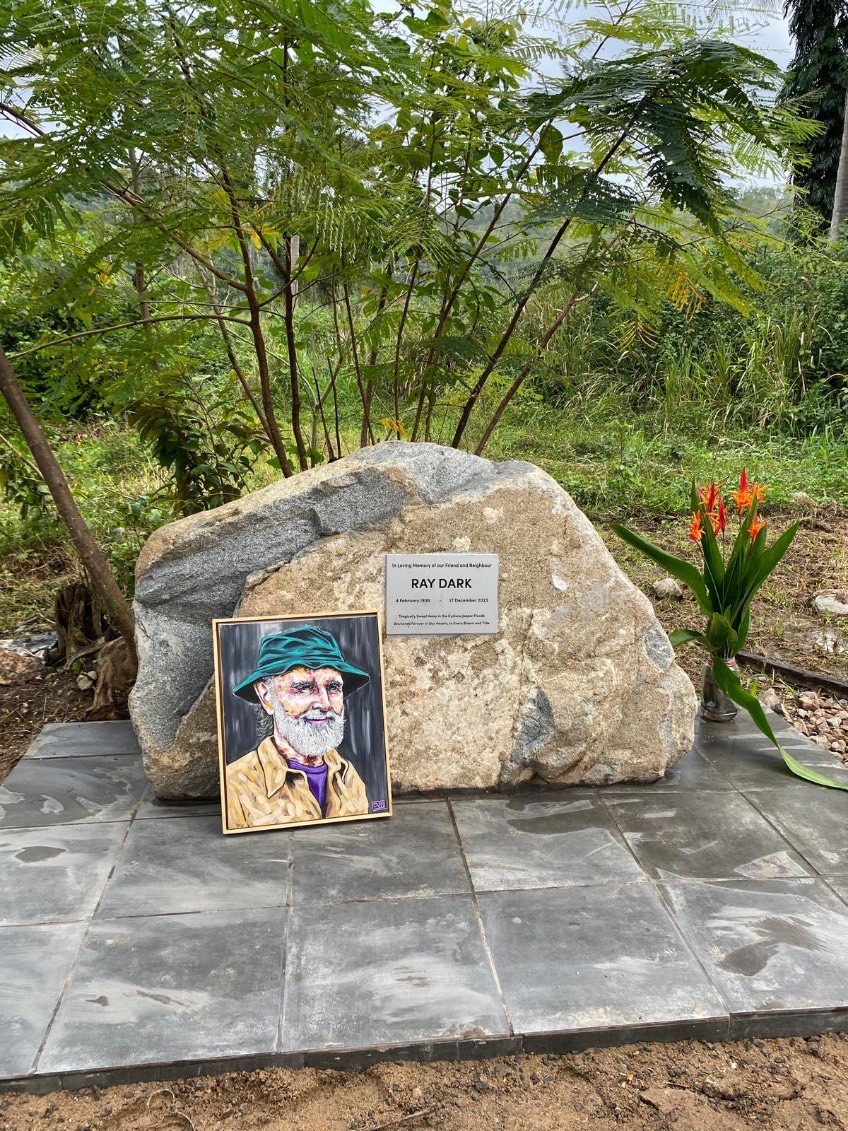 Ray Dark memorial rock and painting by local artist Dan Hodgson