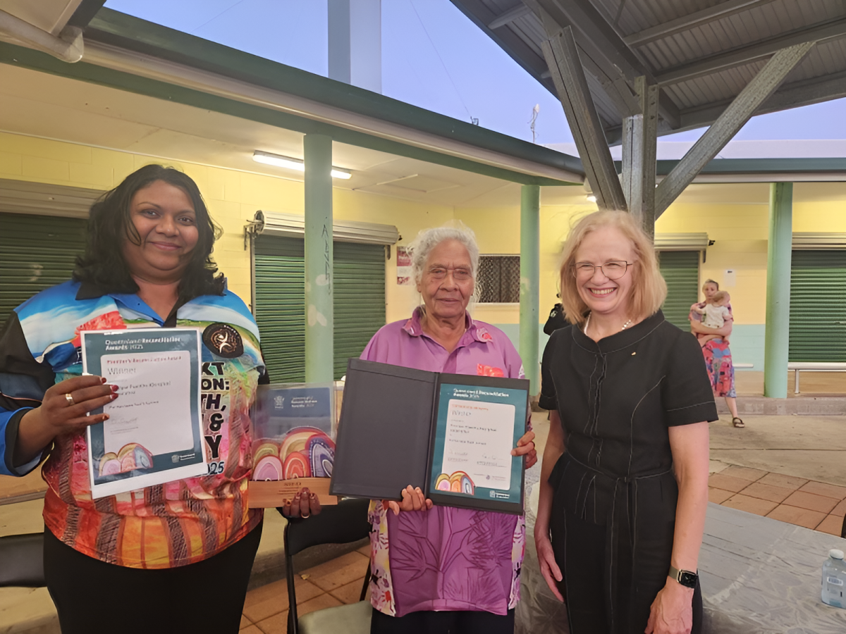 Pormpuraaw community leaders and Dr Jeanette Young