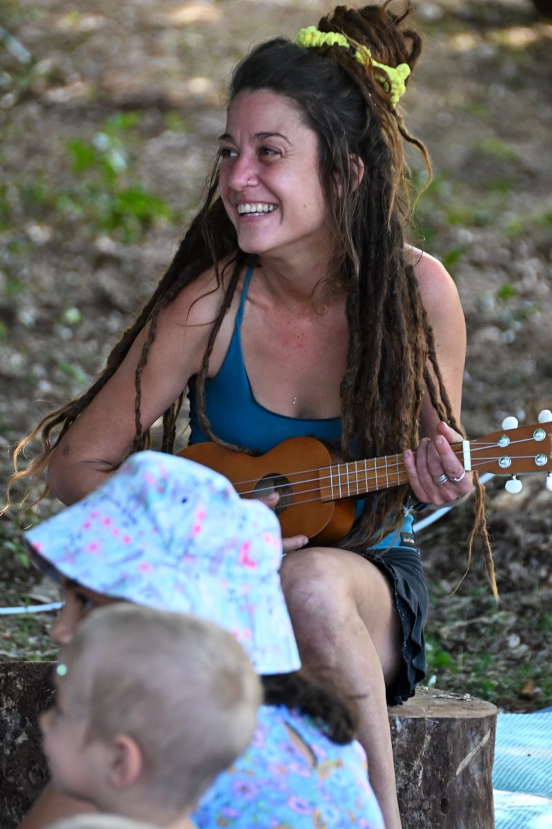 Rachel Cunado plays uke at the 2025 Wallaby Creek Festival.