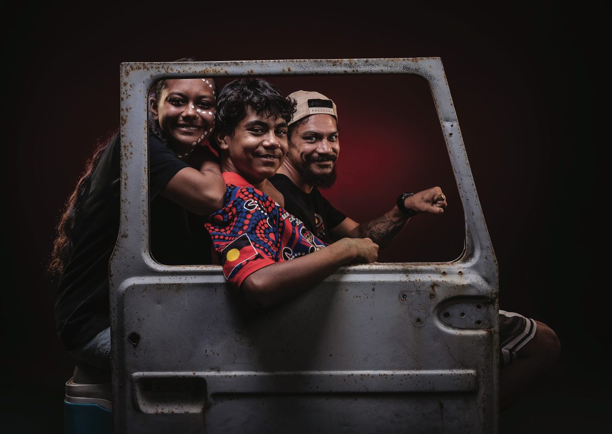 Harley-Cruz Nathan with family for ME. Exhibition: Connection