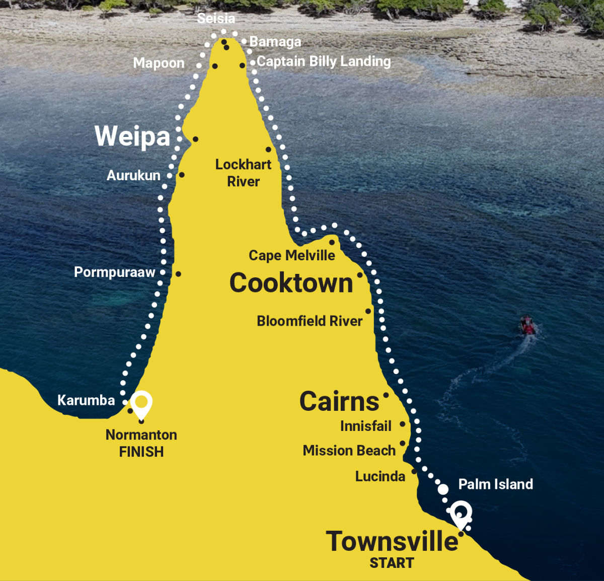 Qld map of Coast to Carpentaria adventure