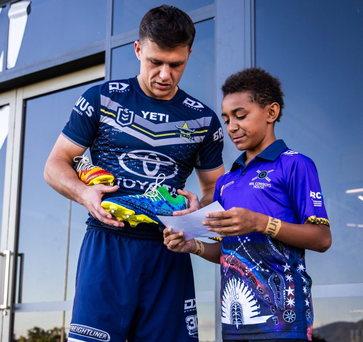 Zazi presents new boots to Scott Drinkwater 