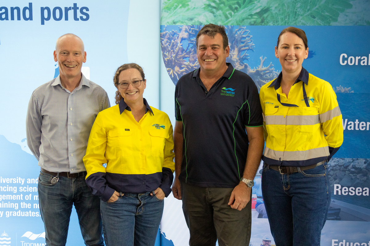 NQBP CEO Brendan Webb, NQBP principal adviser Environment Nicola Stokes, James Cook University (JCU) TropWATER's Professor Michael Rasheed and NQBP senior manager Environment Odette Langham. Photo: Supplied.