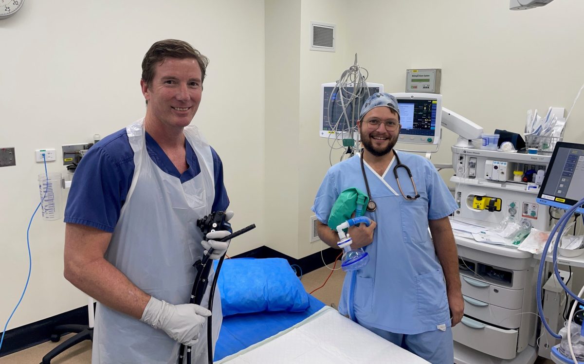 Endoscopist Dr Shane Sadleir and anaesthetist Dr Dan Hook.