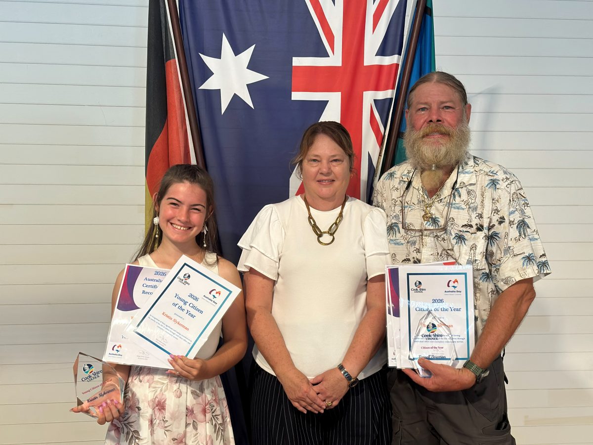 2026 Young Citizen of the Year Kristin Slykerman, Mayor Robyn Holmes and Citizen of the Year Russell Bowman