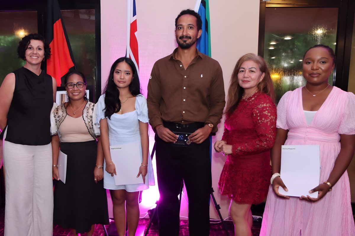 Weipa Town Authority Chair Jaime Gane congratulates Weipa's newest Australian citizens