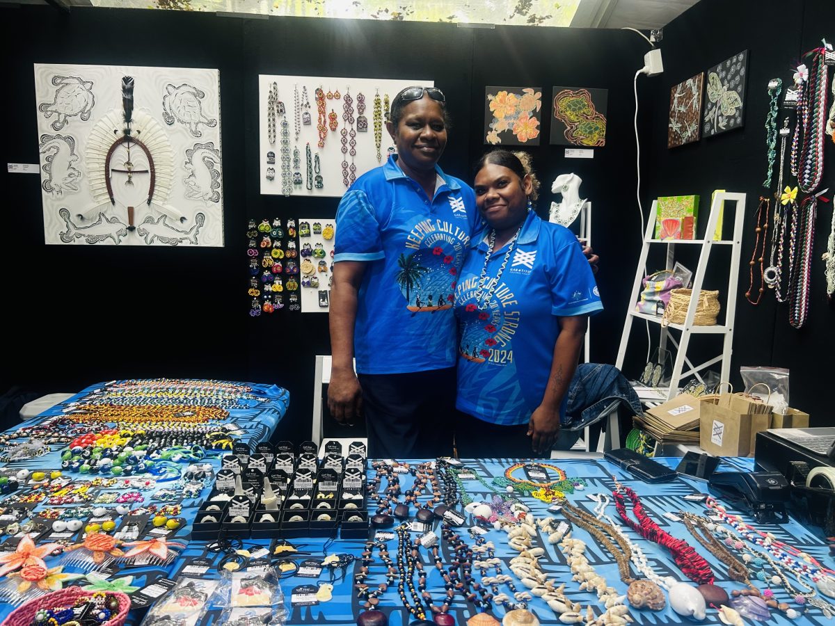 Leah Warria and Tyra Ware at the Gab Titui Cultural Centre stall